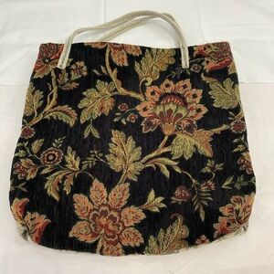 Tapestry Tote Bag – Floral Jacquard Front & Geometric Back
